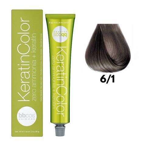 Крем-фарба безаміачна для волосся BBCos Keratin Color №6.1 Dark Ash Blond 100 мл 00-00023205 фото