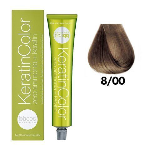 Крем-фарба безаміачна для волосся BBCos Keratin Color №8.00 Intense Light Blond 100 мл 00-00023226 фото