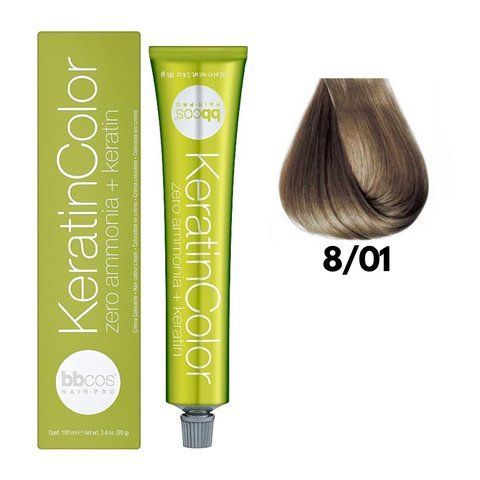 Крем-фарба безаміачна для волосся BBCos Keratin Color №8.01 Light Blond 100 мл 00-00023227 фото