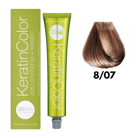 Крем-фарба безаміачна для волосся BBCos Keratin Color №8.07 Light Tobacco 100 мл 00-00023228 фото