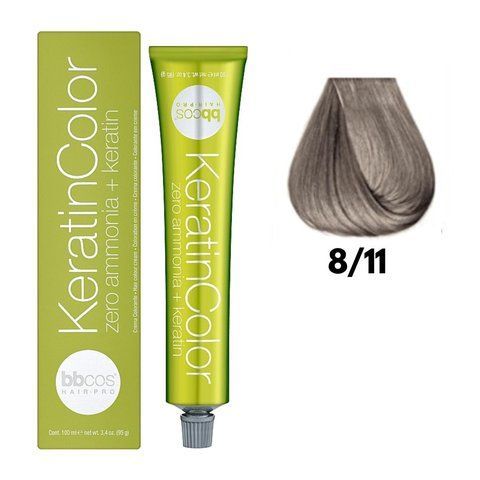 Крем-фарба безаміачна для волосся BBCos Keratin Color №8.11 Light Intense Ash Blonde 100 мл 00-00023230 фото
