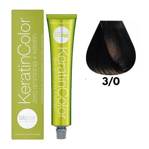 Крем-фарба безаміачна для волосся BBCos Keratin Color №3.0 Dark Brown 100 мл 00-00023182 фото