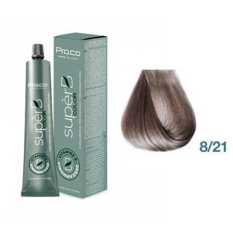 Краска для волос безаммиачная Pro.Color Super B Hair Color Cream №8.21 Light Violet Ash Blond 100 мл 00-00021255 фото