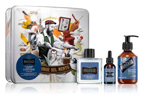 Набір подарунковий для догляду за бородою з 3-х предметів Proraso beard kit Azur Lime 00-00012883 фото