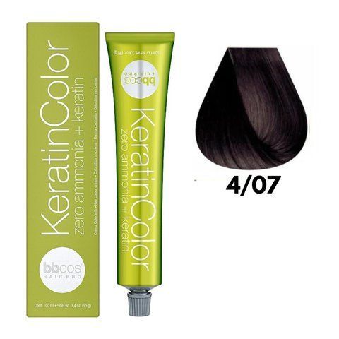 Крем-фарба безаміачна для волосся BBCos Keratin Color №4.07 Chestnut Natural Tobacco 100 мл 00-00023186 фото