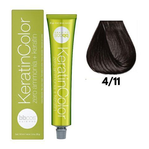 Крем-фарба безаміачна для волосся BBCos Keratin Color №4.11 Chestnut Natural Intense Ashy 100 мл 00-00023187 фото