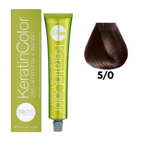 Крем-фарба безаміачна для волосся BBCos Keratin Color №5.0 Light Brown 100 мл 00-00023190 фото