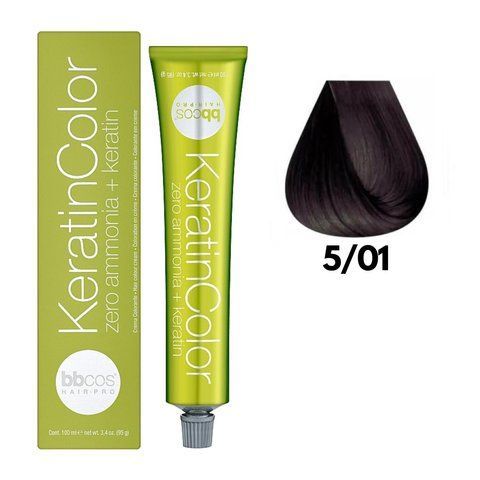 Крем-фарба безаміачна для волосся BBCos Keratin Color №5.01 Light Brown 100 мл 00-00023192 фото