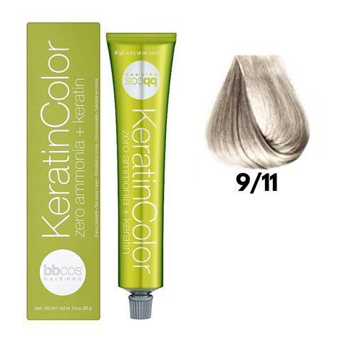 Крем-краска безаммиачная для волос BBCos Keratin Color №9.11 Very Light Intense Ash Blond 100 мл 00-00023242 фото