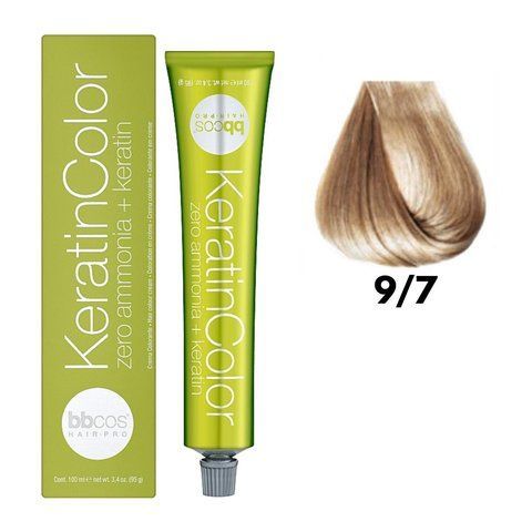 Крем-краска безаммиачная для волос BBCos Keratin Color №9.7 Very Light Beige Blond 100 мл 00-00023247 фото